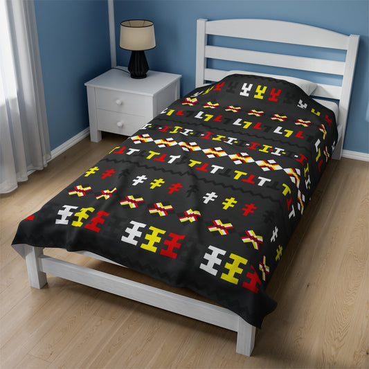 Plush Blanket with Seminole Patchwork