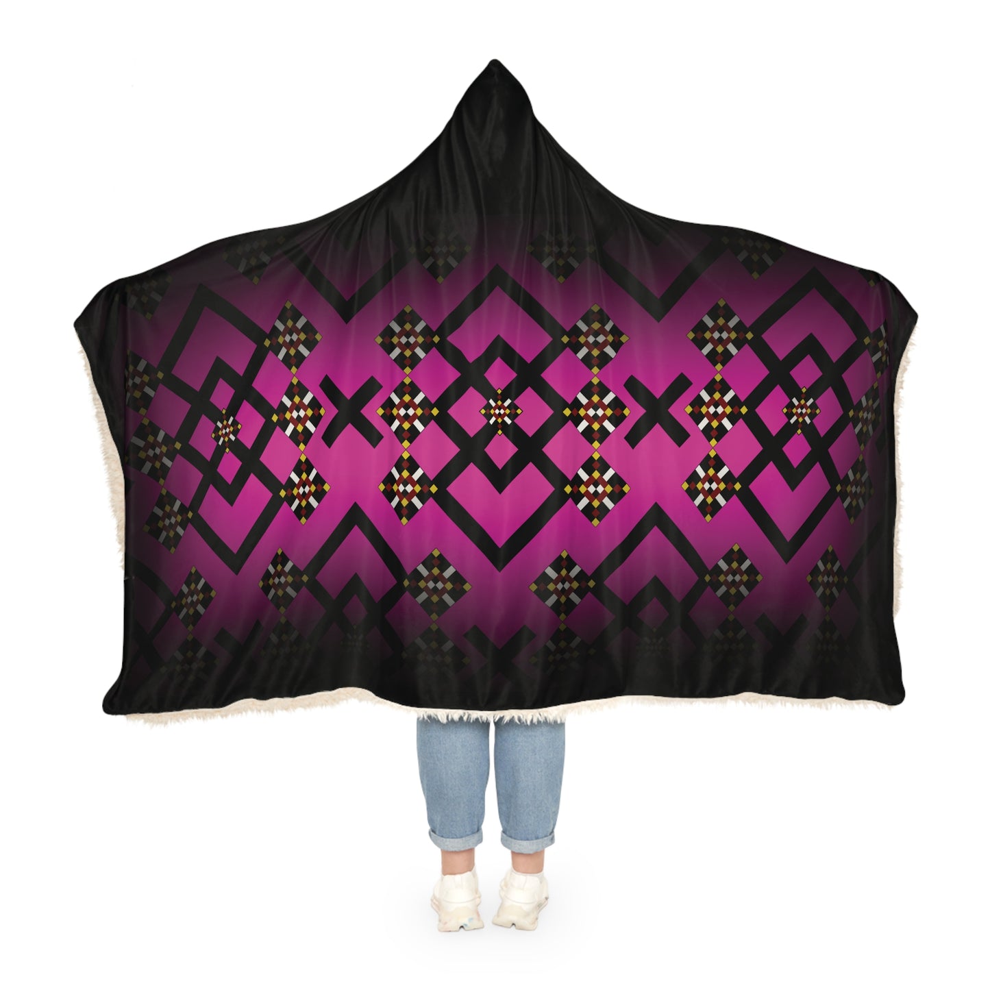 Cozy Snuggle Blanket, Warm Throw for Movies, Gift for Homebodies, Soft Hooded Blanket, Perfect for Cold Nights, Unique Pattern Design