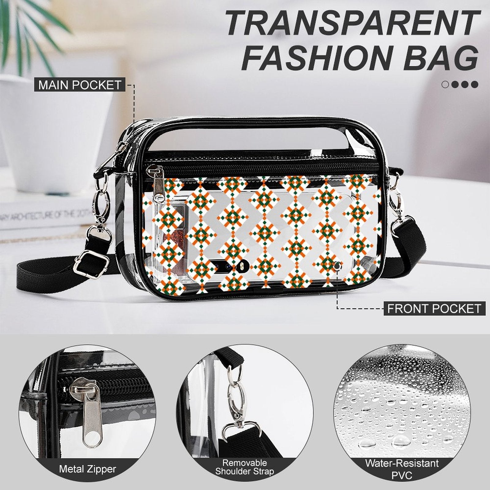 2-Piece Clear Satchel Bag Set UM2