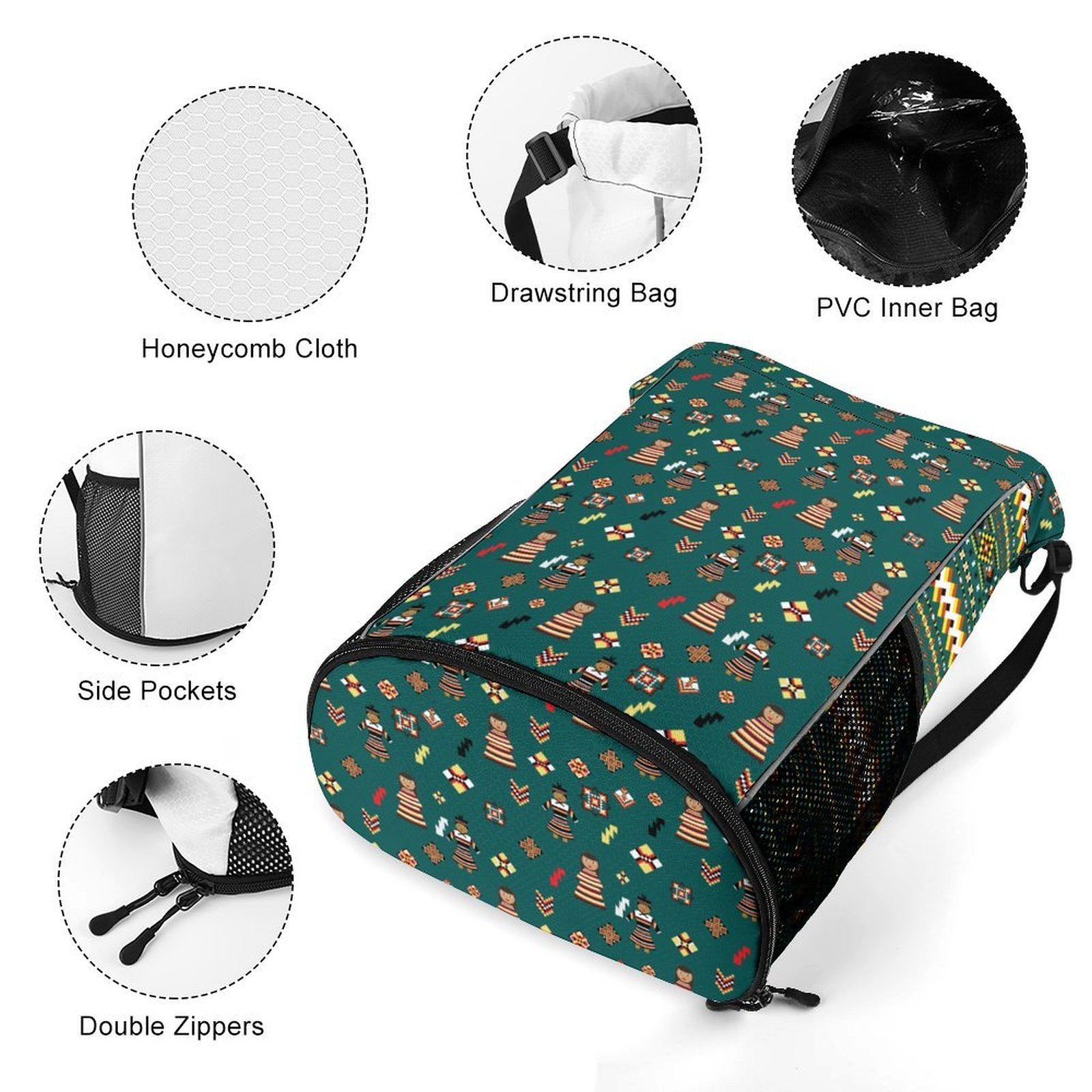 Dark Teal Sports Drawstring Bag