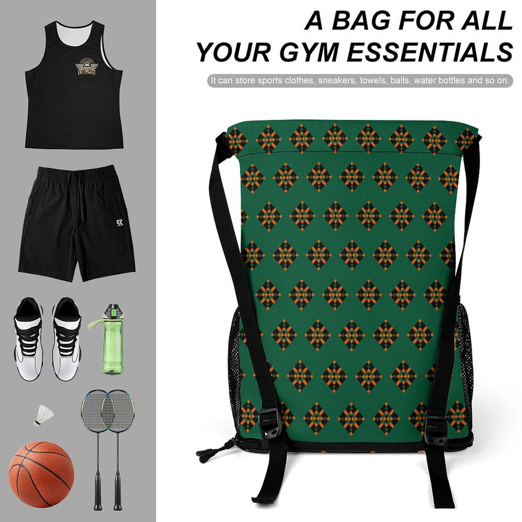 Orange Diamond Design - Sports Drawstring Bag