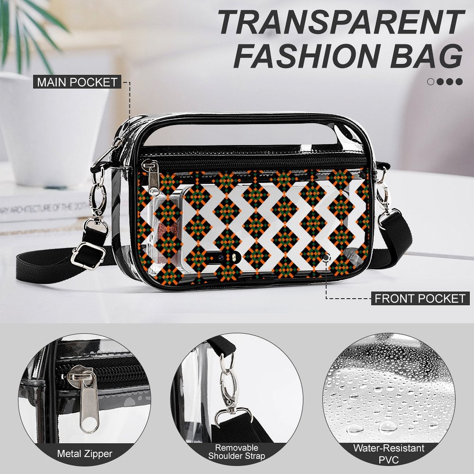 2-Piece Clear Satchel Bag Set UM1