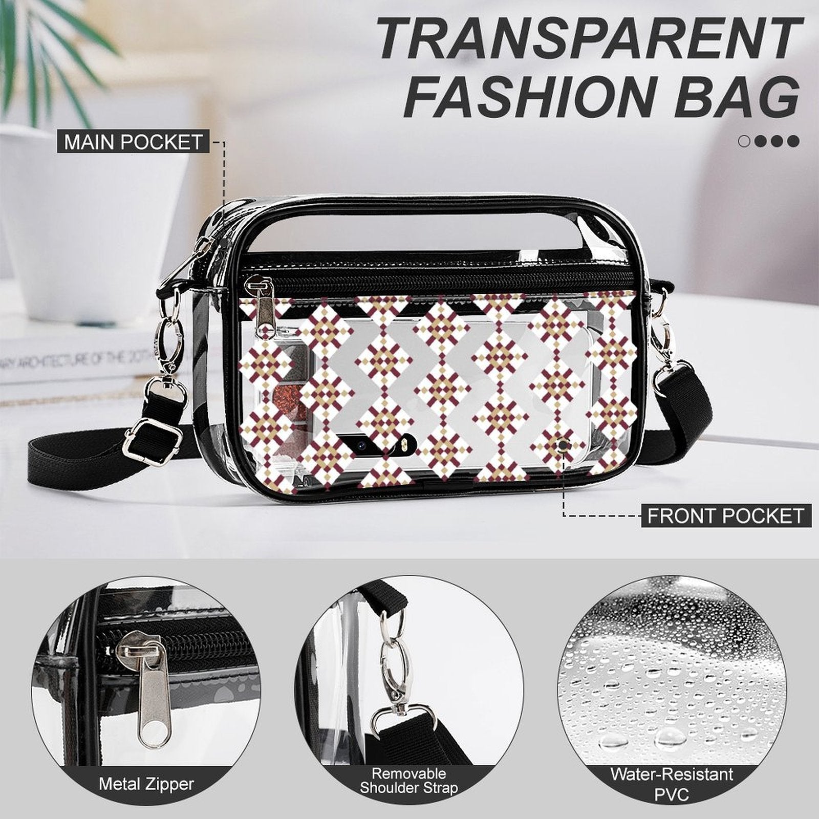 2-Piece Clear Satchel Bag Set FS2