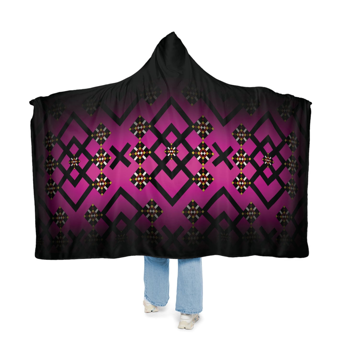 Cozy Snuggle Blanket, Warm Throw for Movies, Gift for Homebodies, Soft Hooded Blanket, Perfect for Cold Nights, Unique Pattern Design
