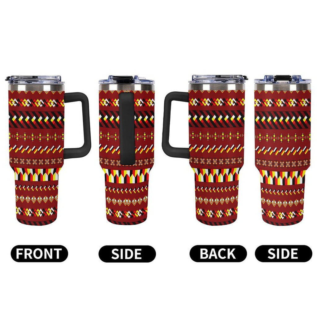 Red 40oz Tumbler with Multi-Color Handle