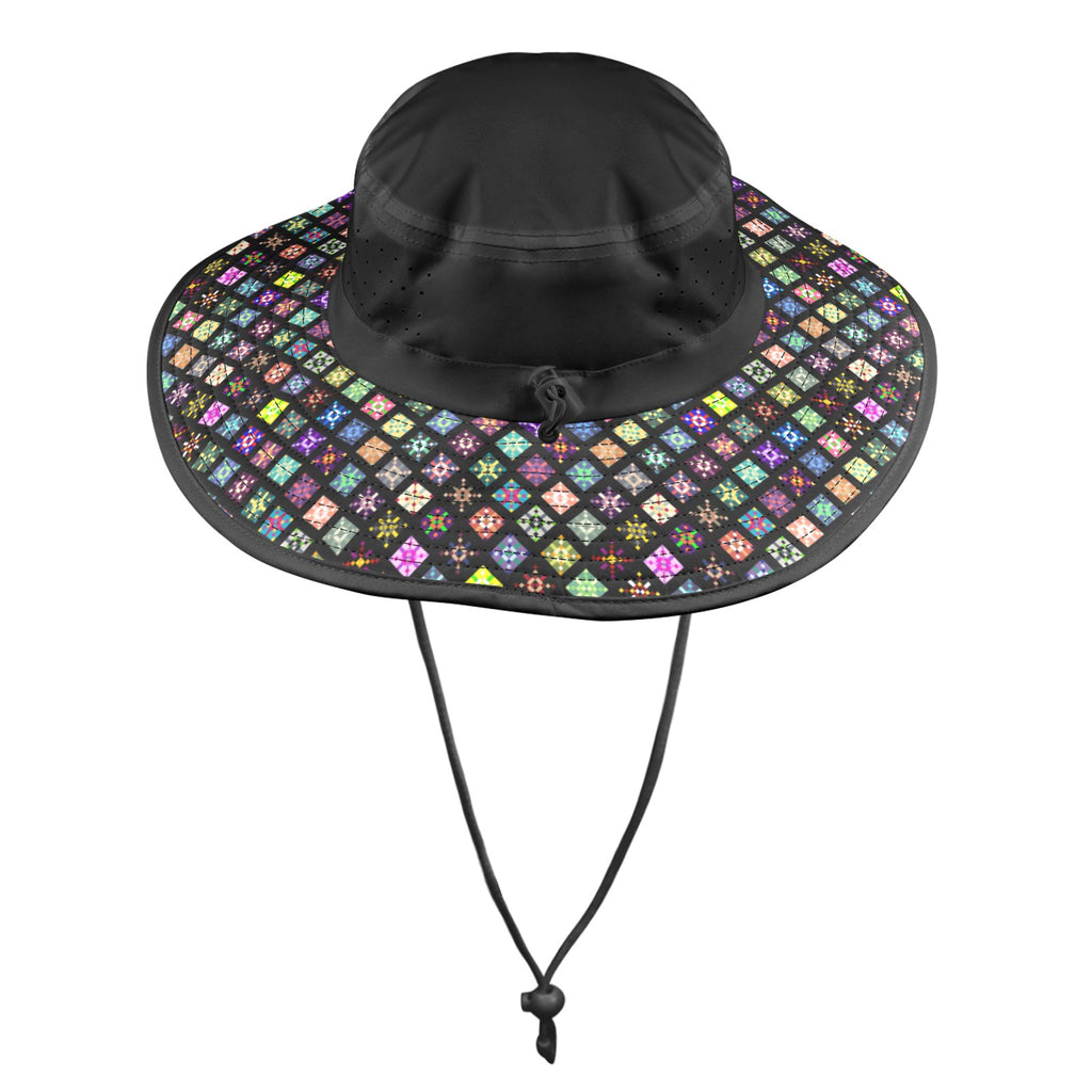 Wide Brim Bucket Hat — Multi-Diamond Print