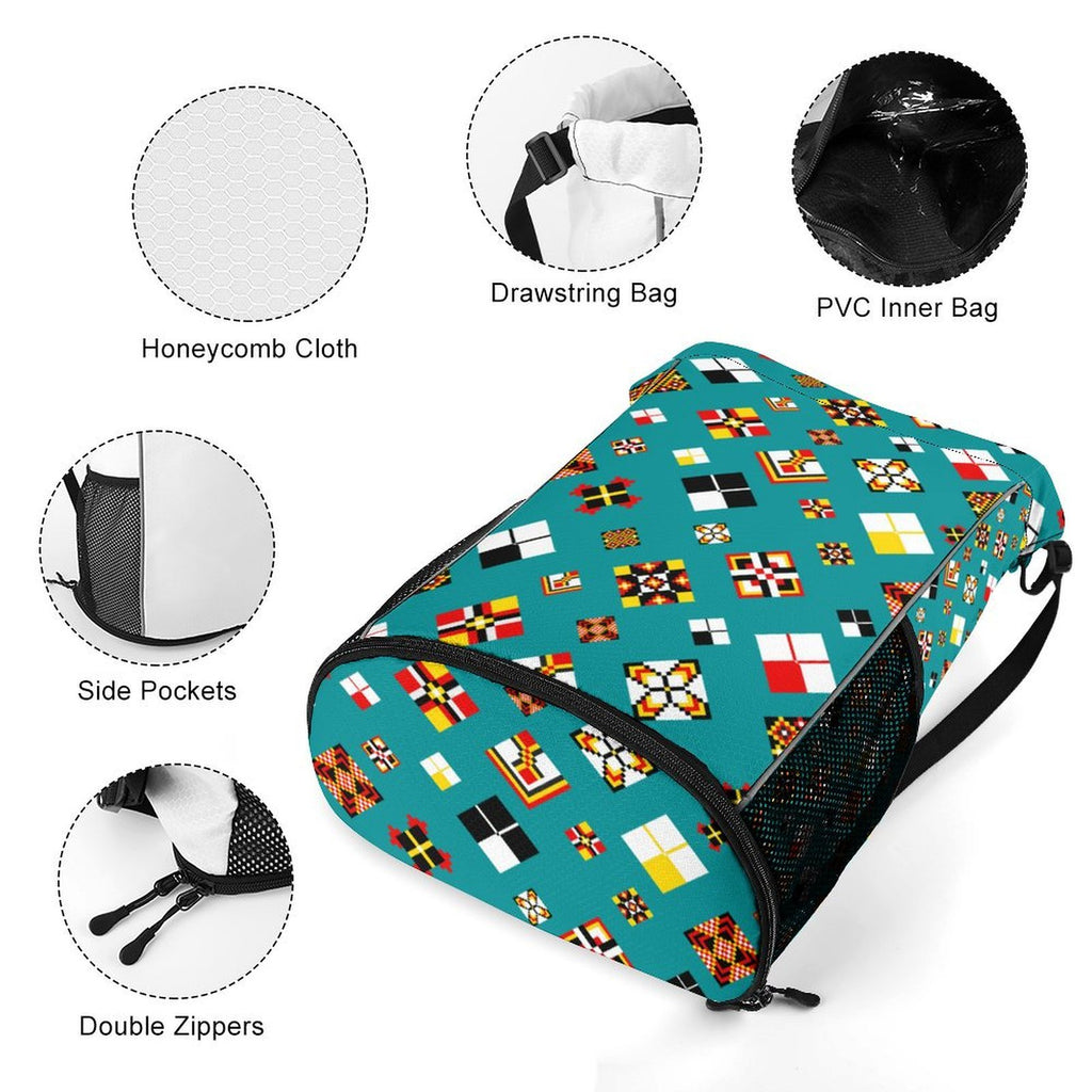 Teal Sports Drawstring Bag