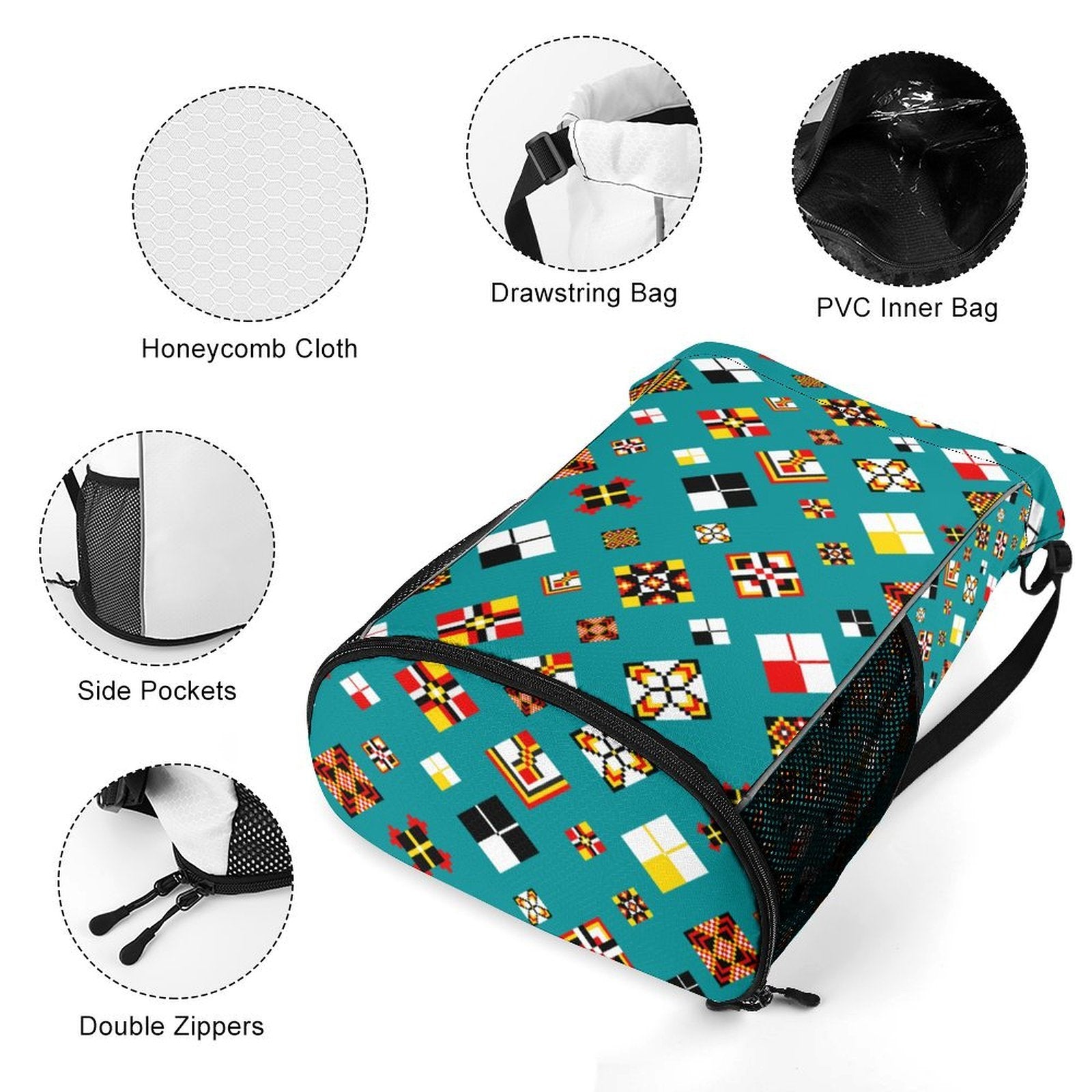 Teal Sports Drawstring Bag