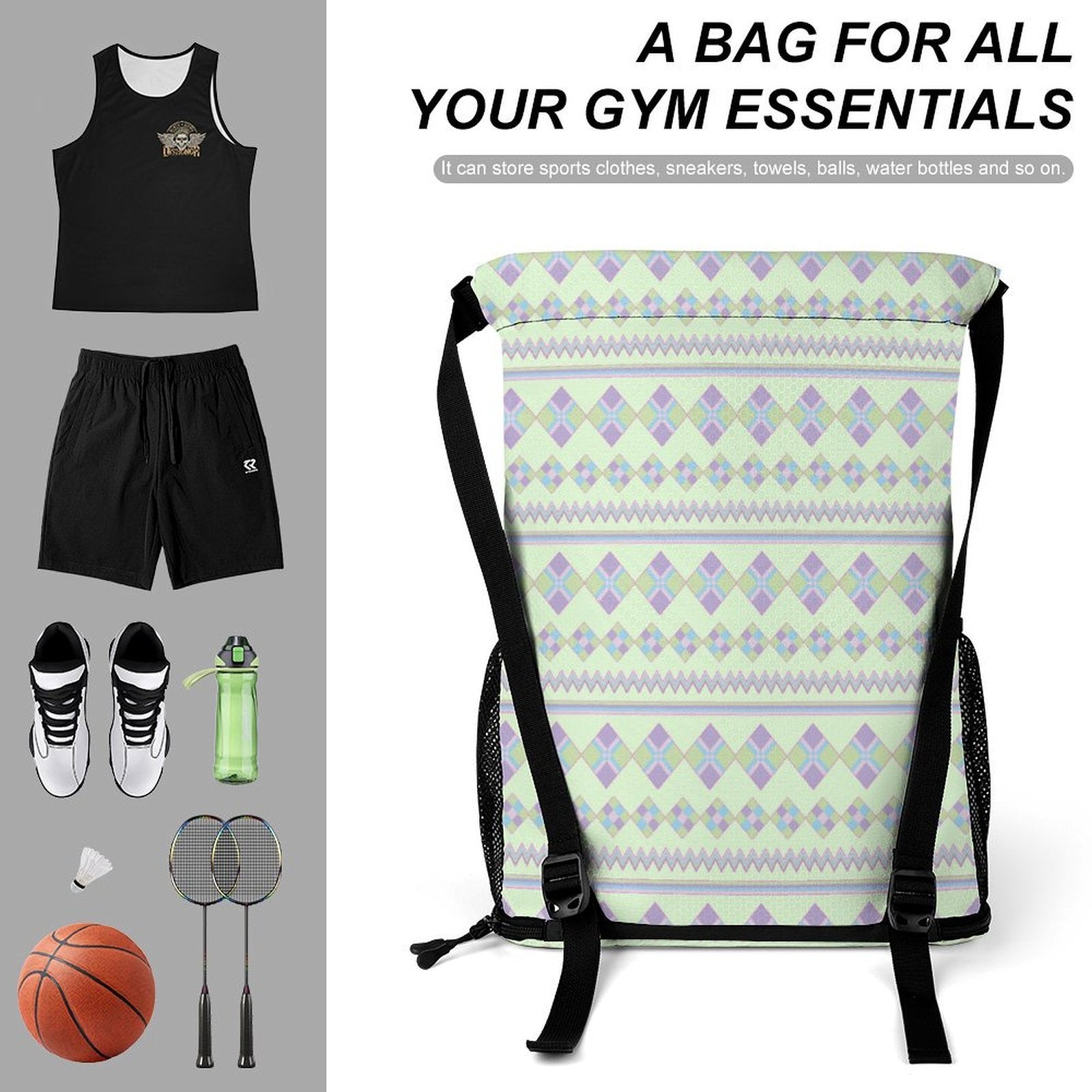 Green Sports Drawstring Bag
