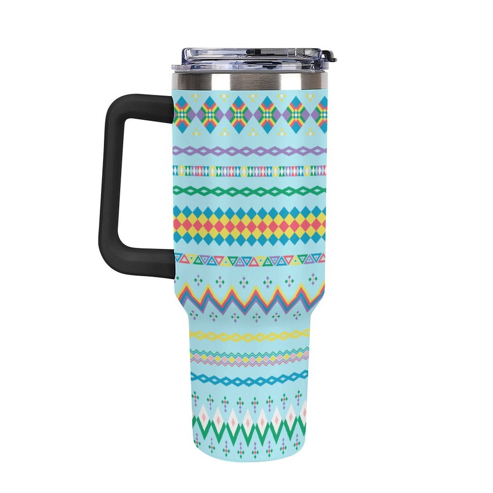 Light Blue 40oz Tumbler with Multi-Color Handle