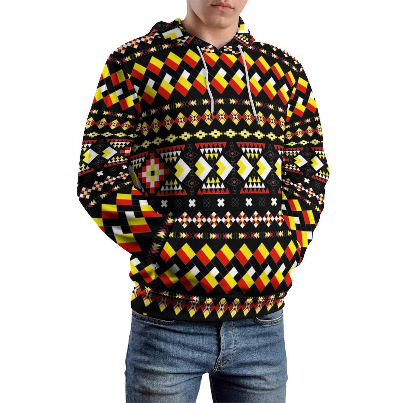 Tribal Design Loose Fit Hoodie for Adults