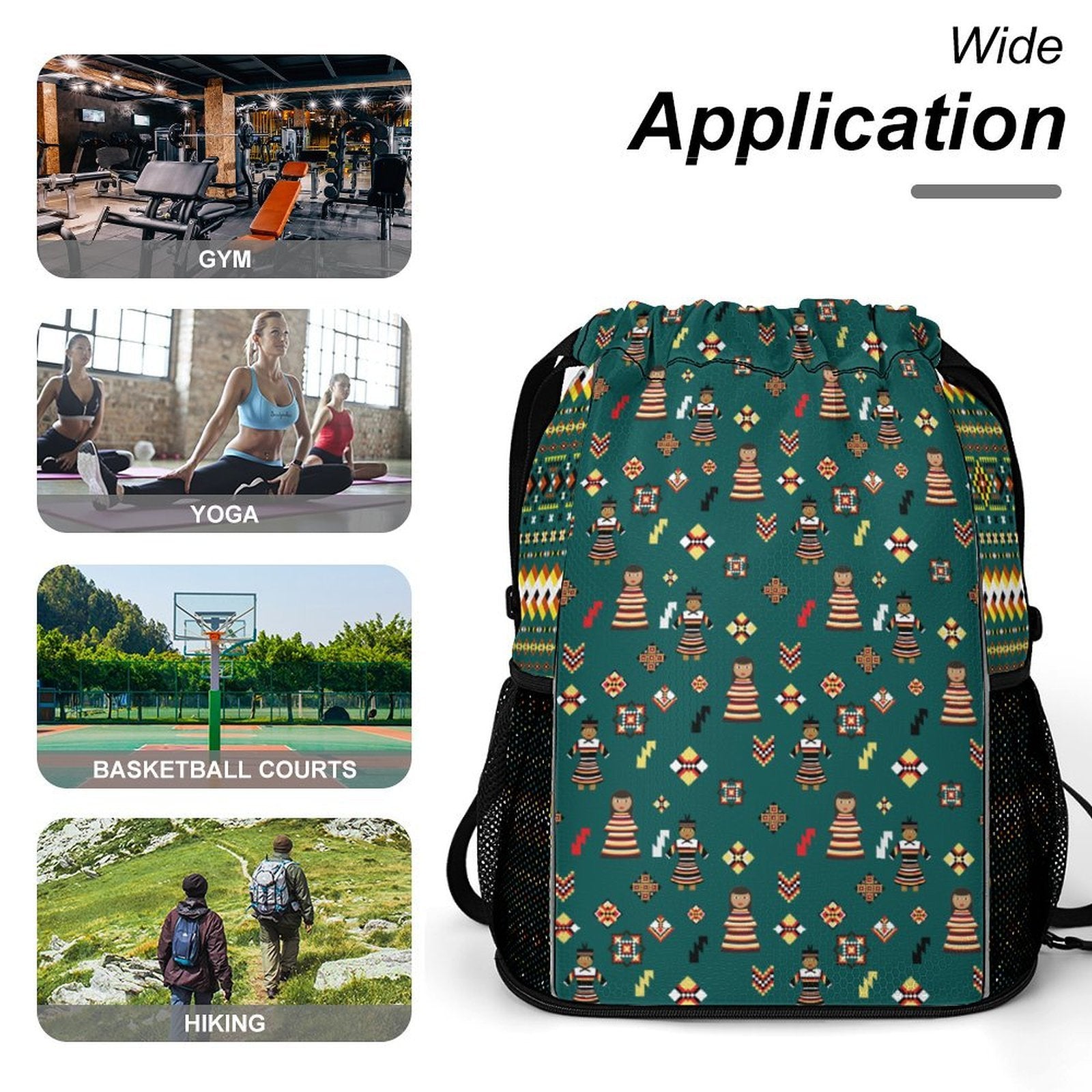 Dark Teal Sports Drawstring Bag