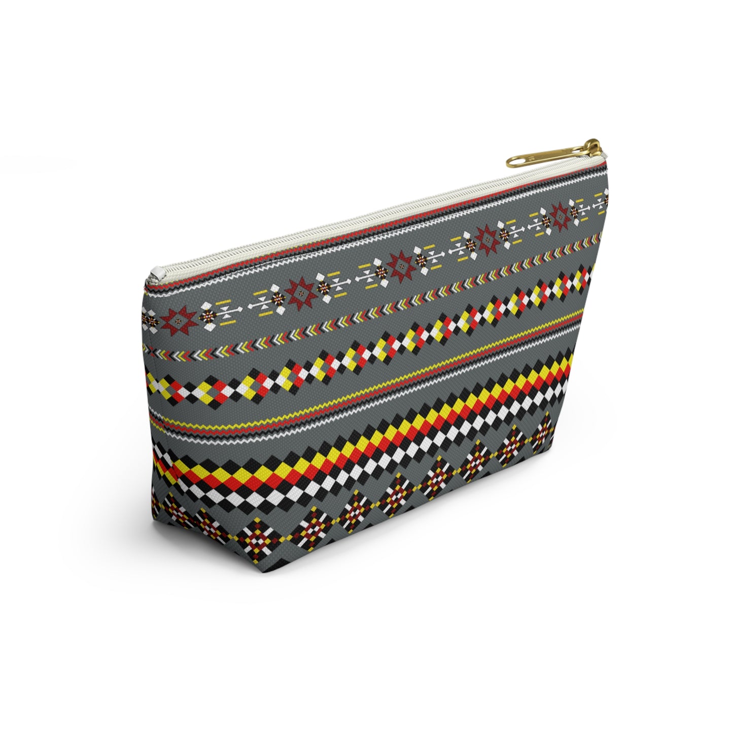 Dark Grey Colorful Accessory Pouch, Versatile Makeup Bag, Travel Organizer, Unique Gift for Her, Bright Patterned Clutch, Festival Essentials