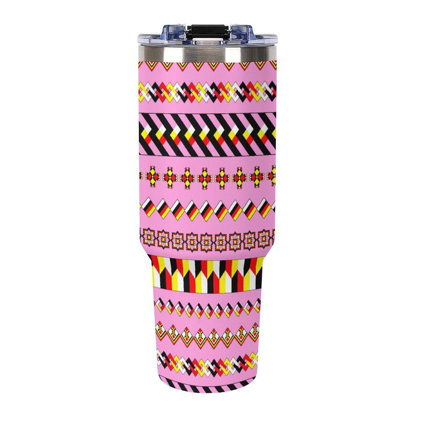 Pink 40oz Tumbler with Multi-Color Handle