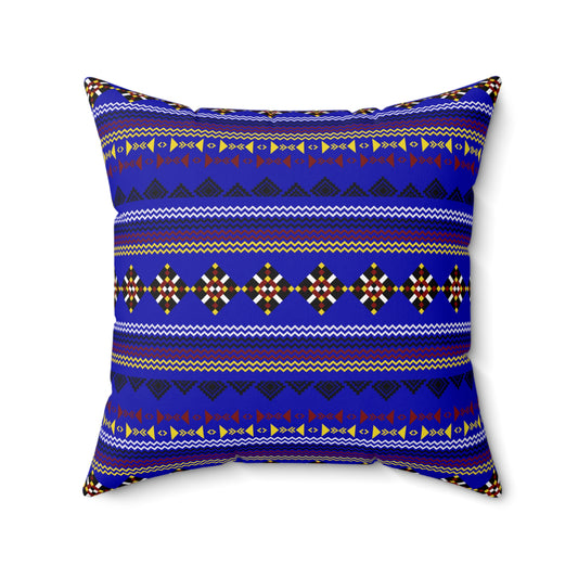 Native American Navy Spun Polyester Pillow