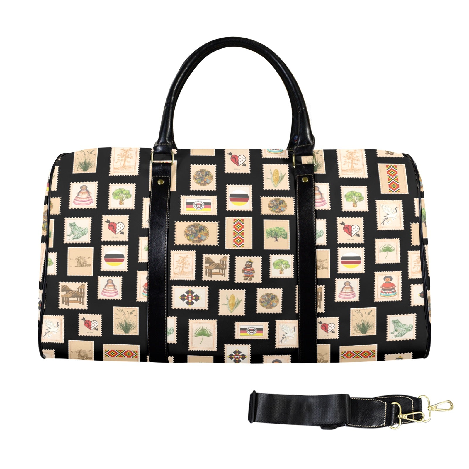 Postage Leather Travel Bag-Large (Long Patch)