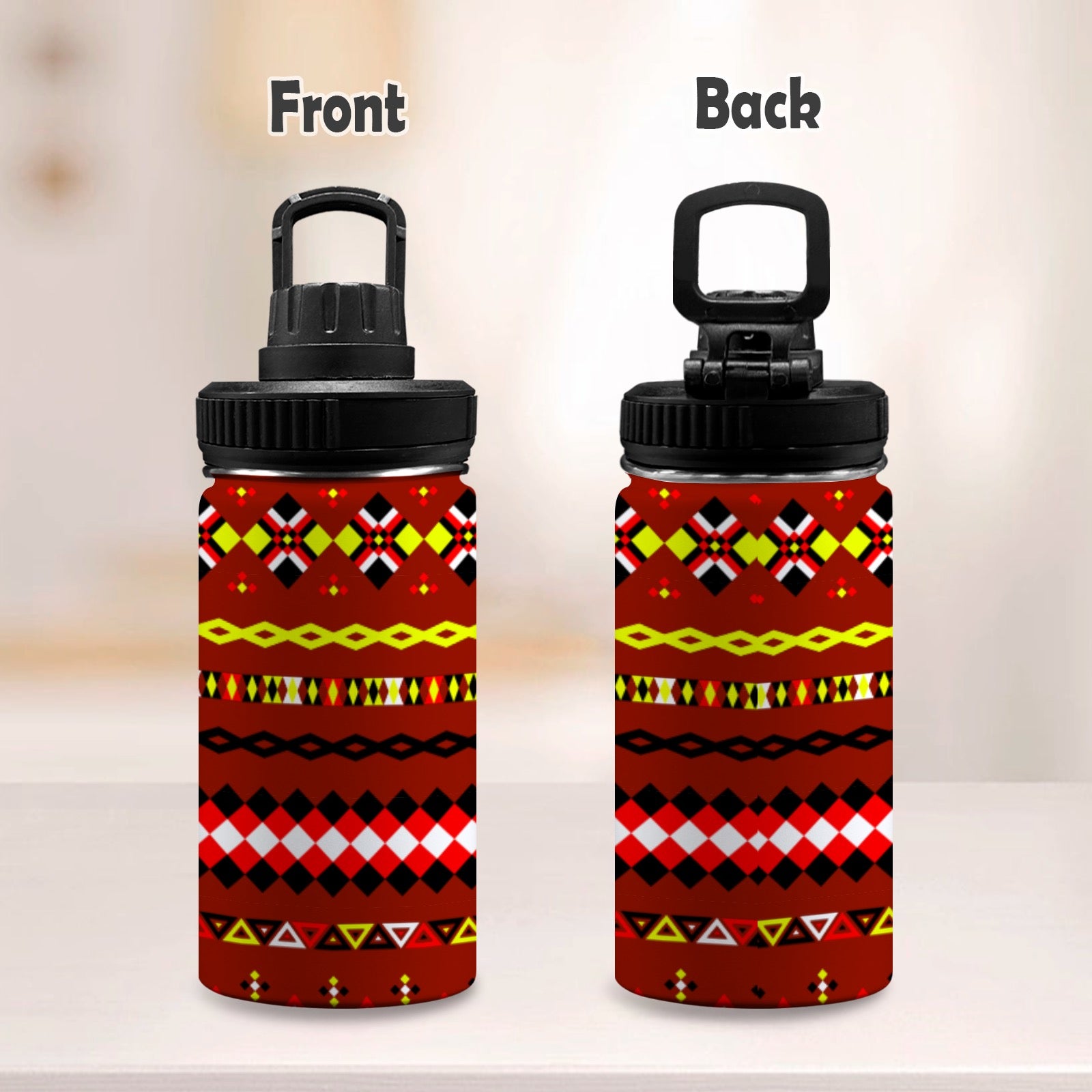 Dark Red Kids Water Bottle with Chug Lid (12 oz)