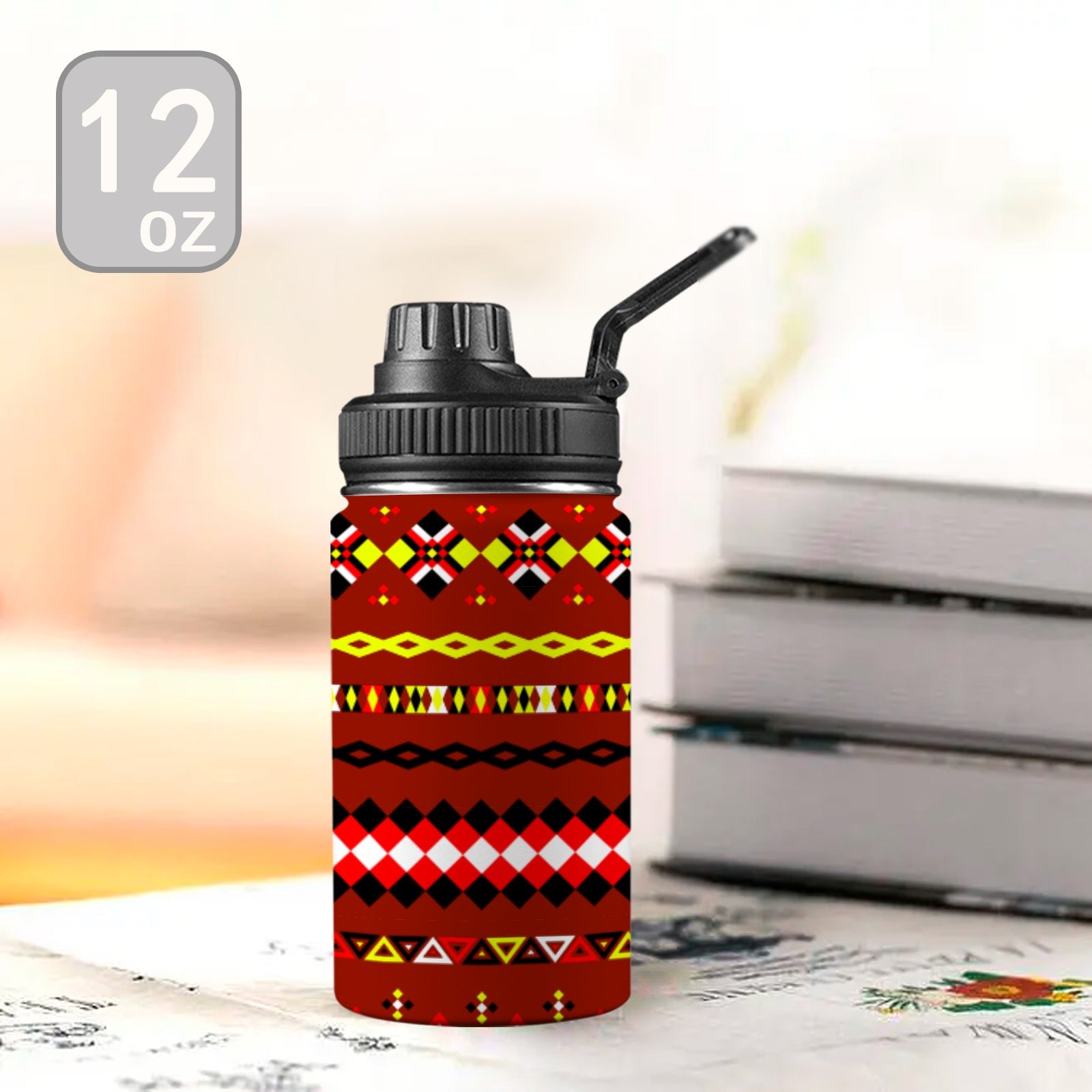 Dark Red Kids Water Bottle with Chug Lid (12 oz)