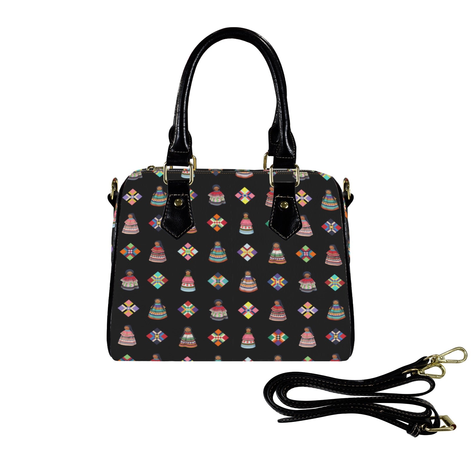 Dolls & Diamonds Leather Boston Handbag