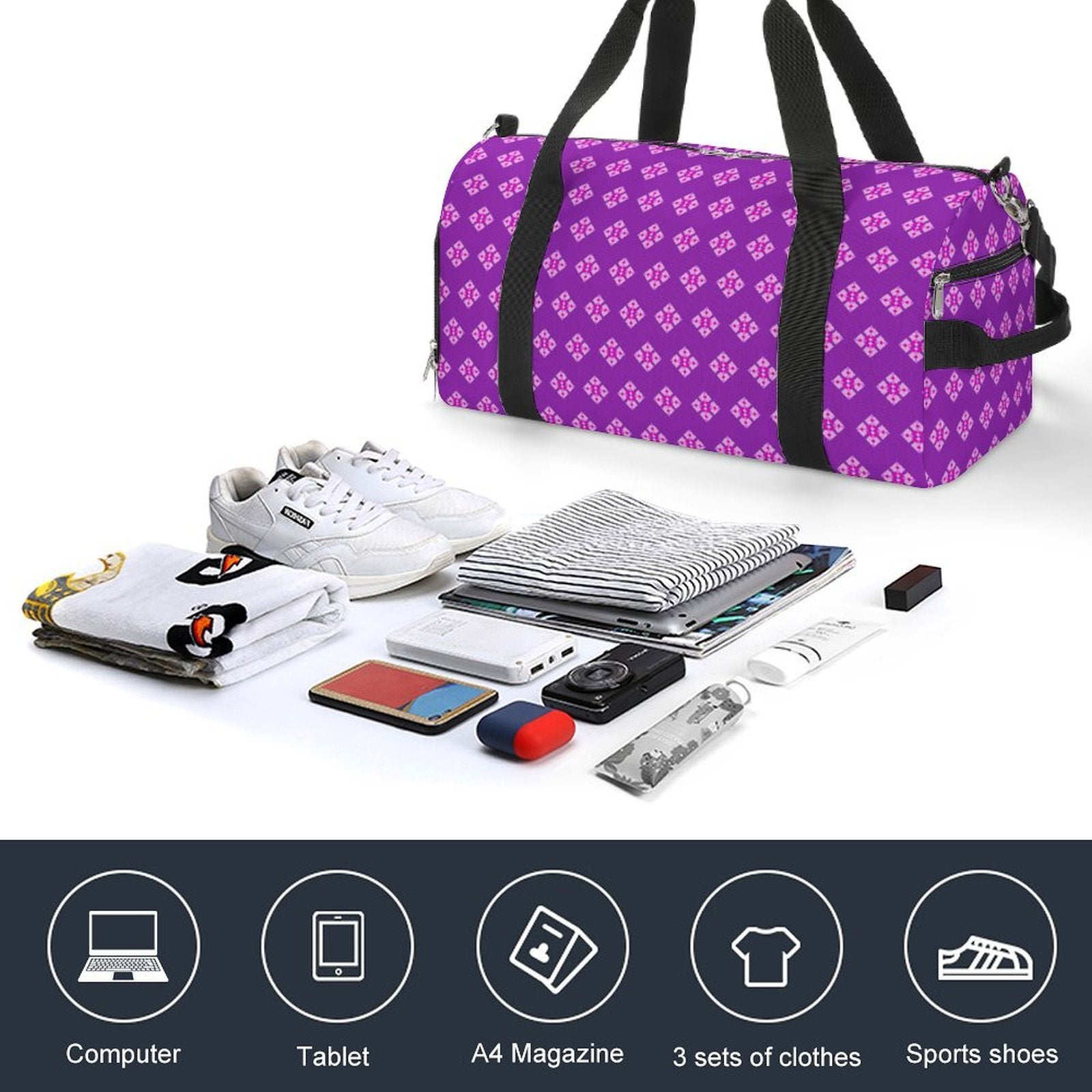 Pink & Purple Diamond - Purple Gym Bag