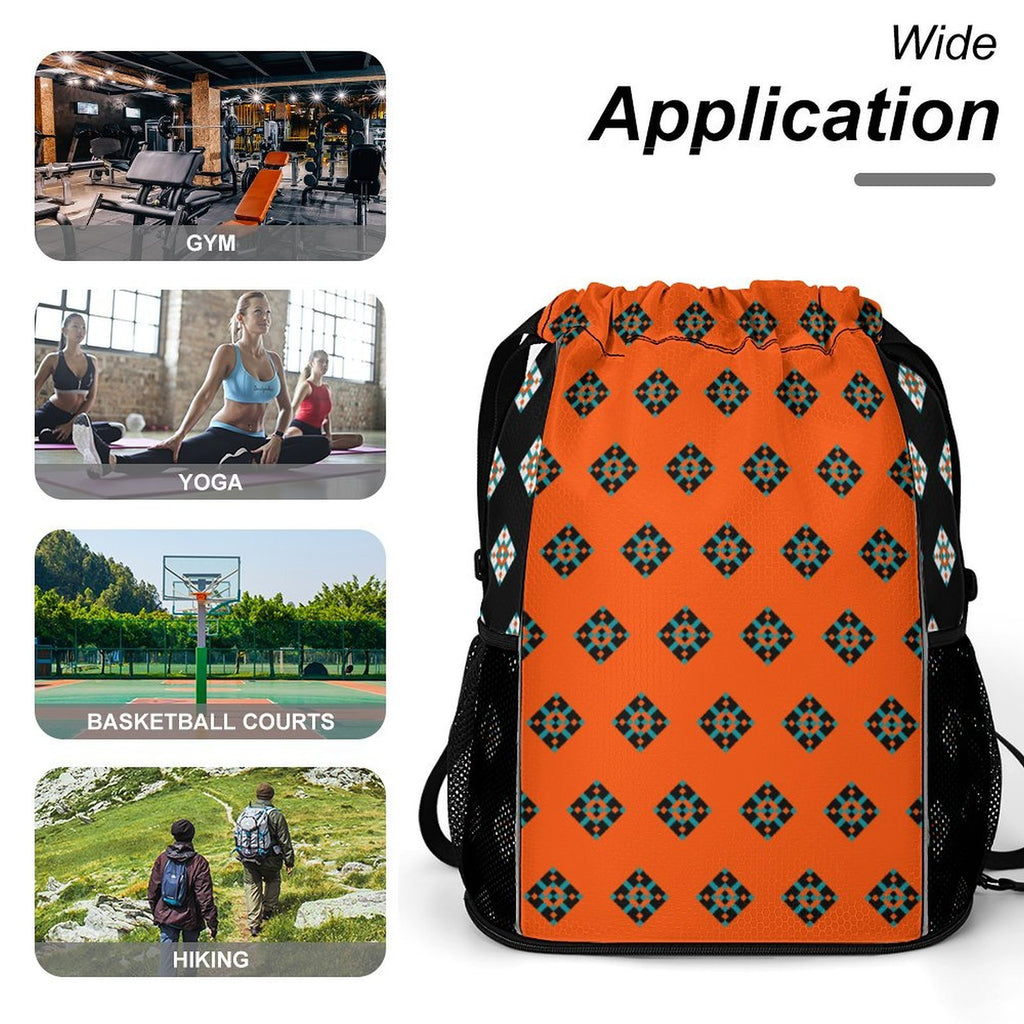 Teal Diamond Design - Sports Drawstring Bag