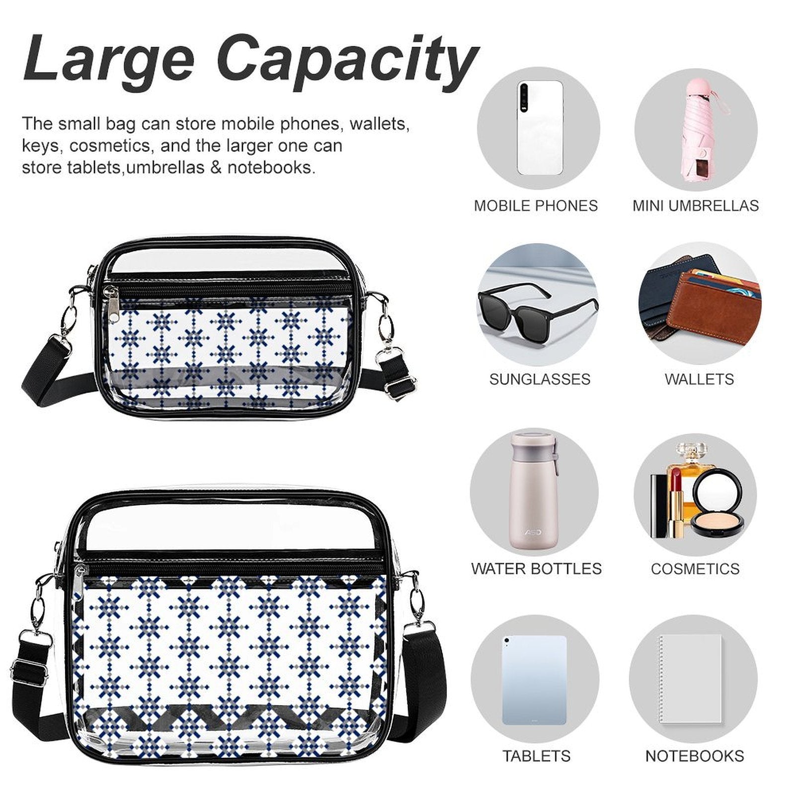 2-Piece Clear Satchel Bag Set DC1
