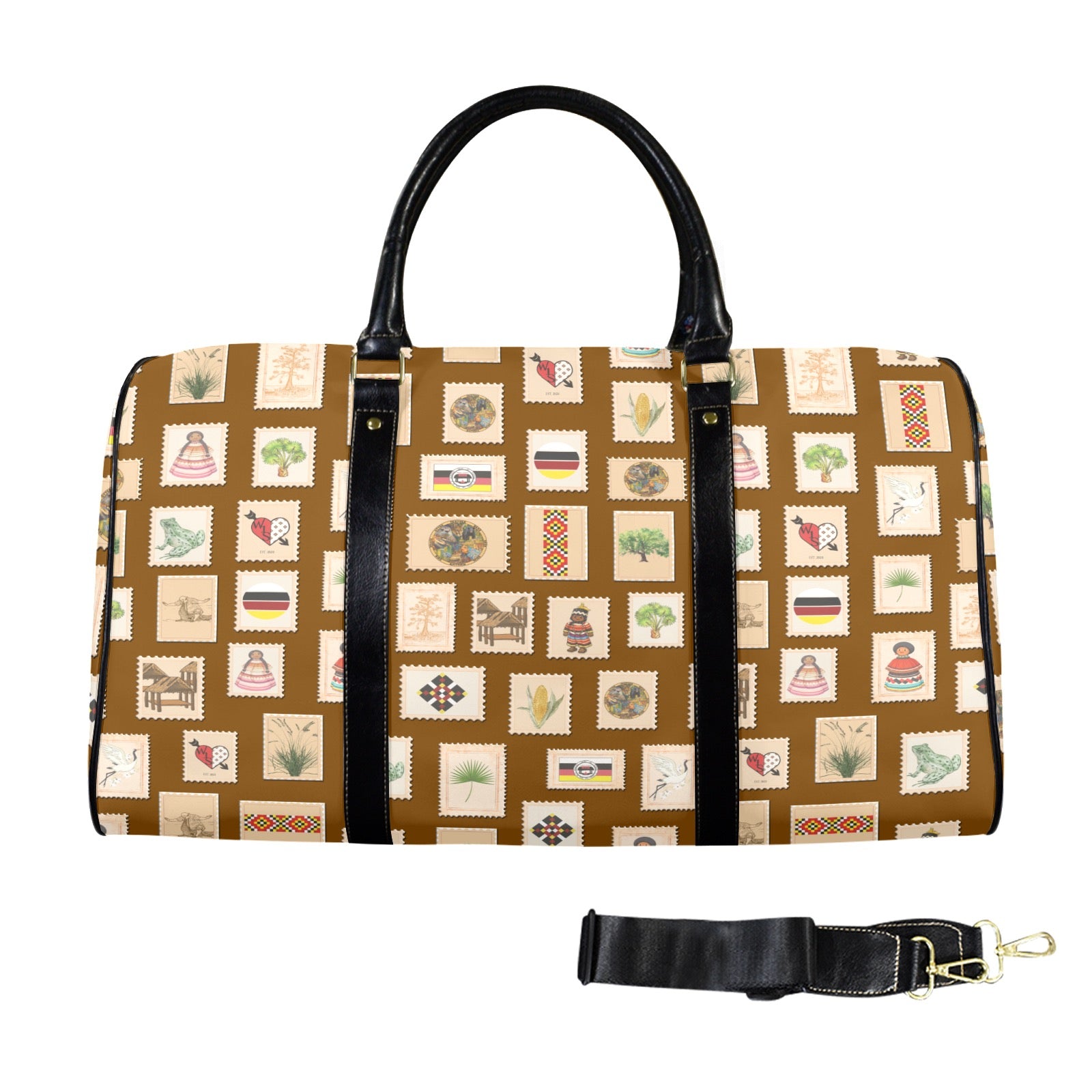 Mocha Leather Travel Bag-Large (Long Patch)