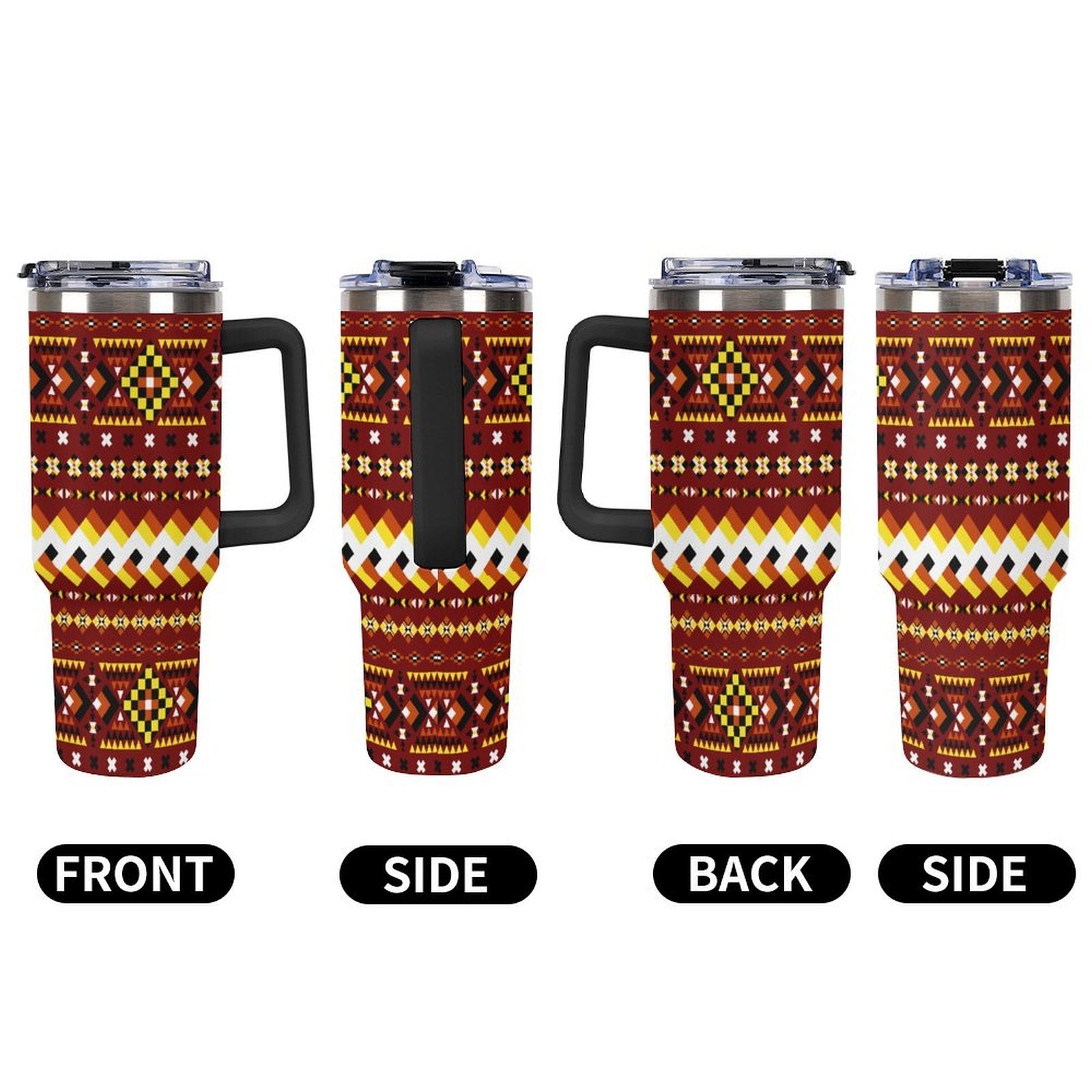 Maroon 40oz Tumbler with Multi-Color Handle