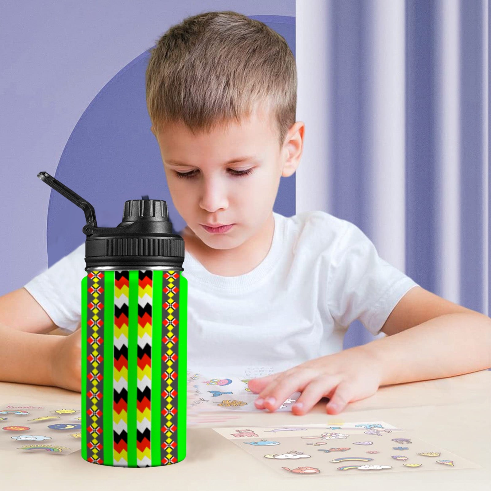 Spring Green Kids Water Bottle with Chug Lid (12 oz)