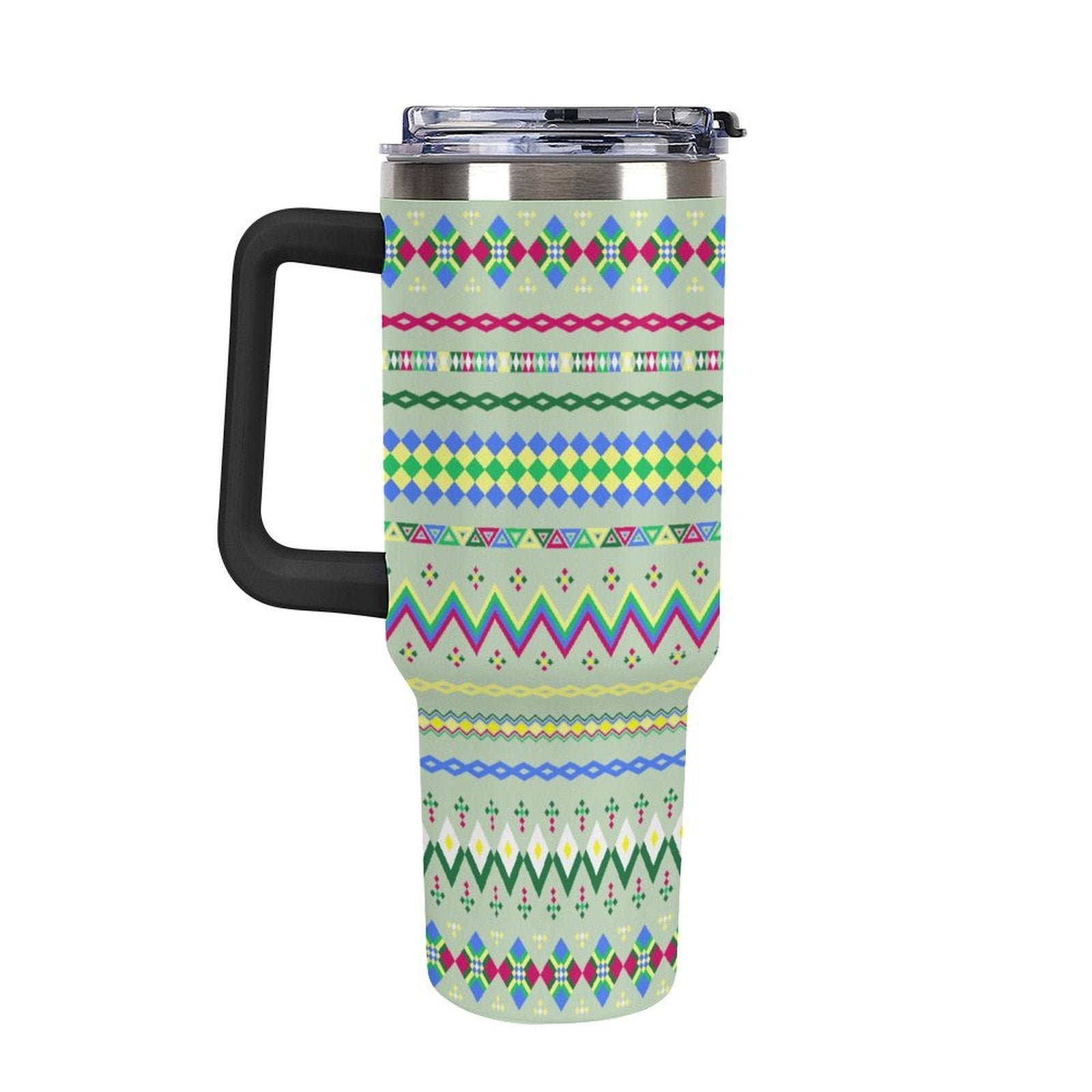 Light Green 40oz Tumbler with Multi-Color Handle