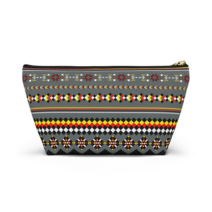 Dark Grey Colorful Accessory Pouch, Versatile Makeup Bag, Travel Organizer, Unique Gift for Her, Bright Patterned Clutch, Festival Essentials