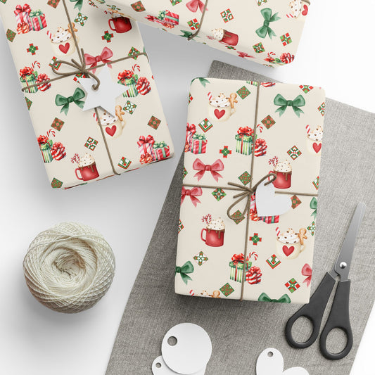 Charming Holiday Wrapping Paper | Festive Gift Wrap, Christmas Packaging, Birthday Wrap, Floral Design, Seasonal Decor