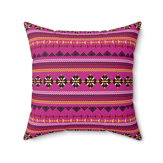 Native American Pink Spun Polyester Pillow