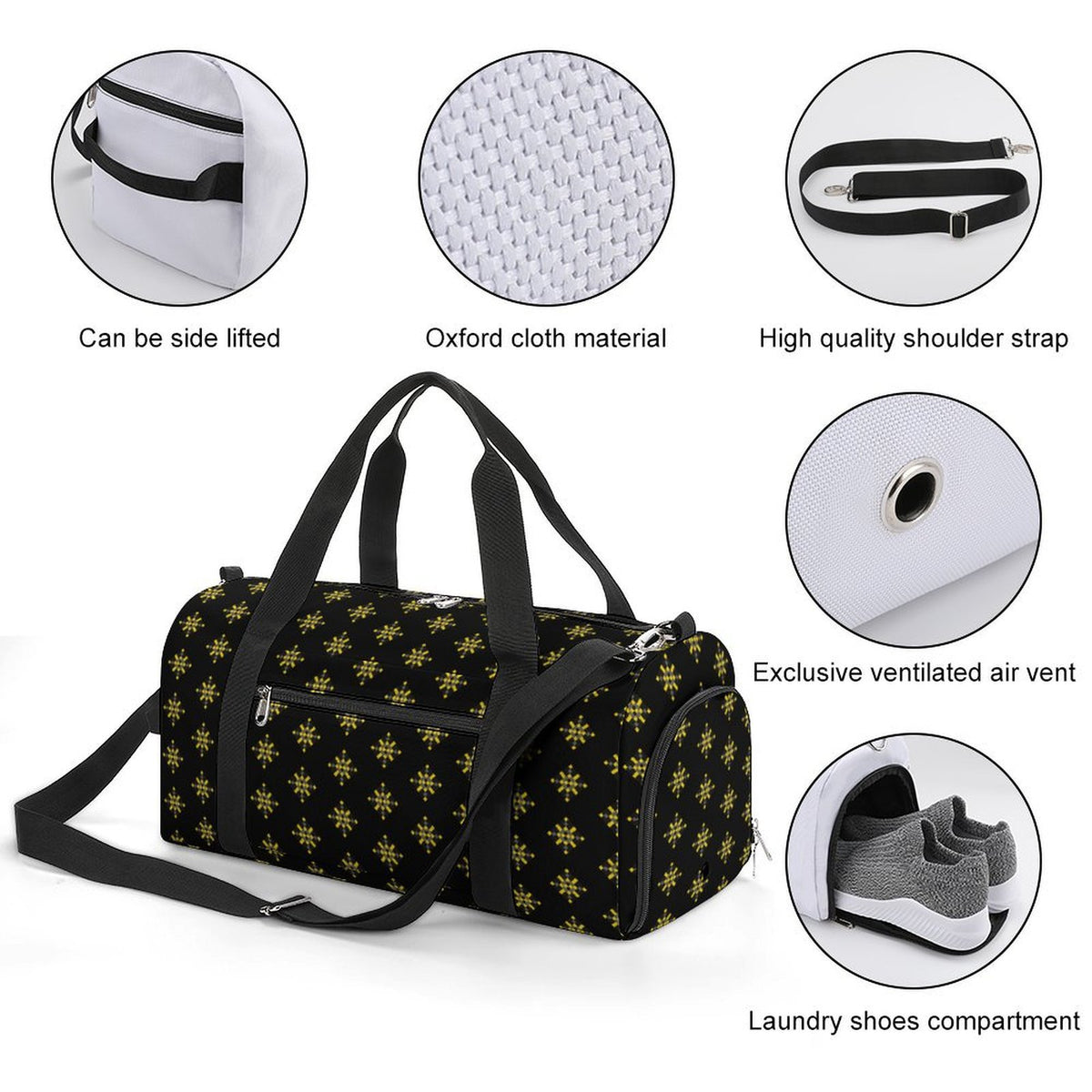 Black & Yellow Diamond - Black Gym Bag