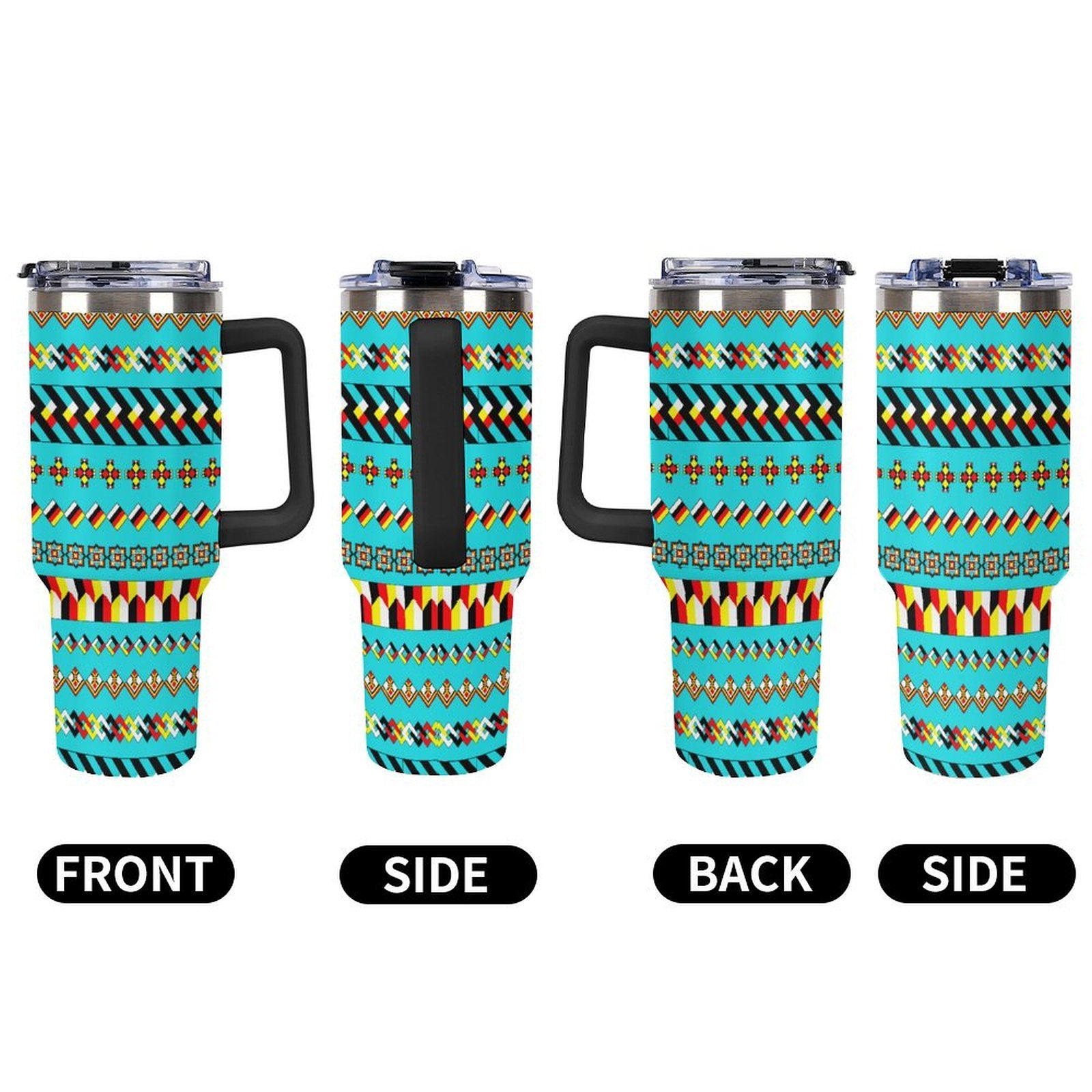 Teal 40oz Tumbler with Multi-Color Handle