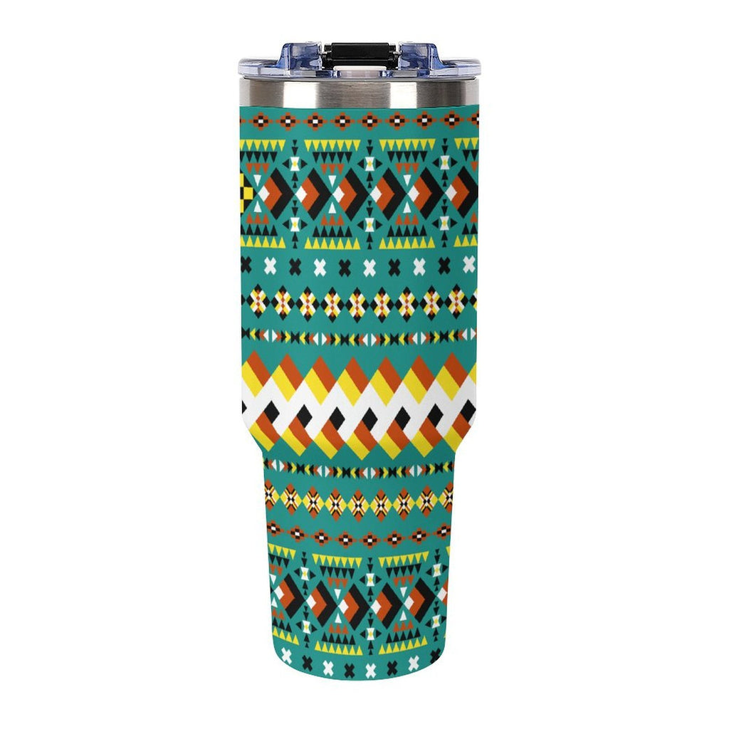Teal 40oz Tumbler with Multi-Color Handle