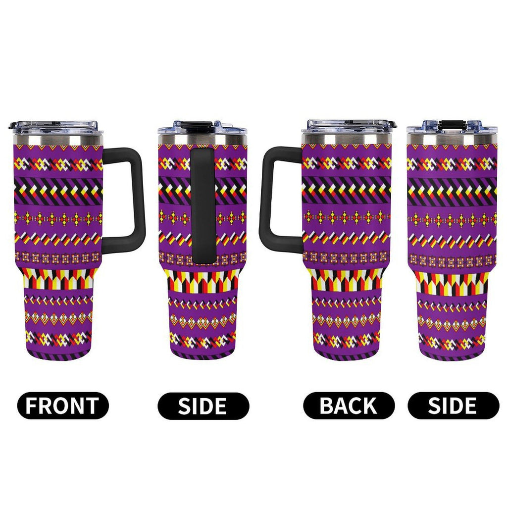Purple 40oz Tumbler with Multi-Color Handle