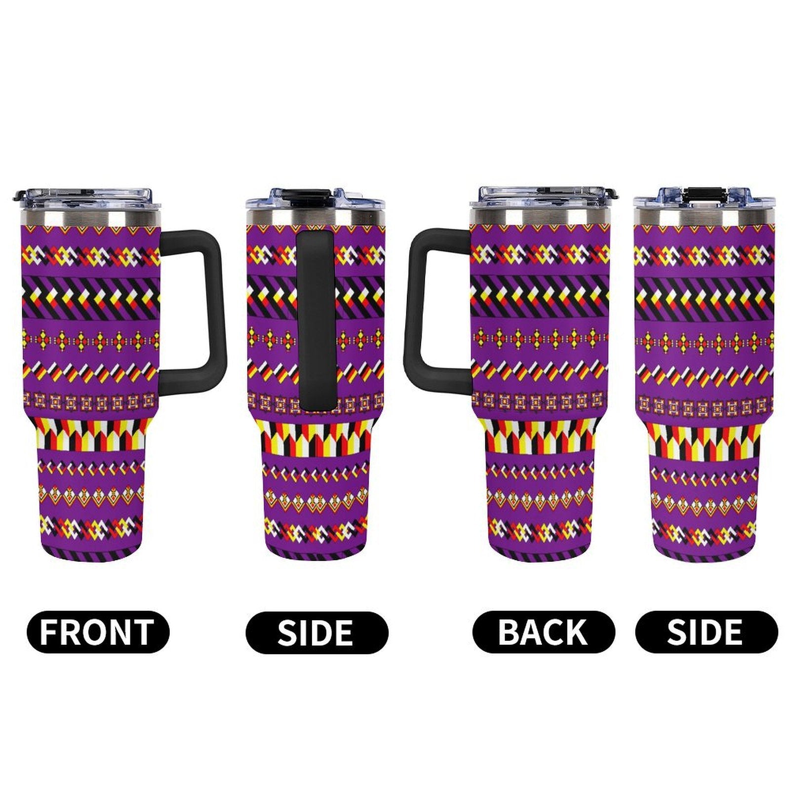 Purple 40oz Tumbler with Multi-Color Handle