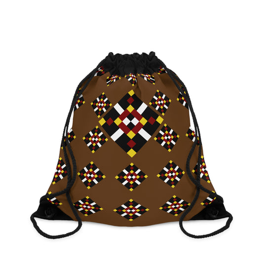 Brown WayneOneShop Diamond Drawstring Bag