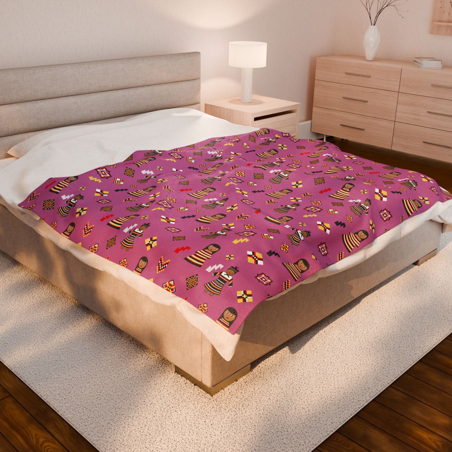 Pink Seminole Dolls Velveteen Plush Blanket