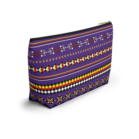 Purple Accessory Pouch, Versatile Makeup Bag, Travel Organizer, Unique Gift for Her, Bright Patterned Clutch, Festival Essentials