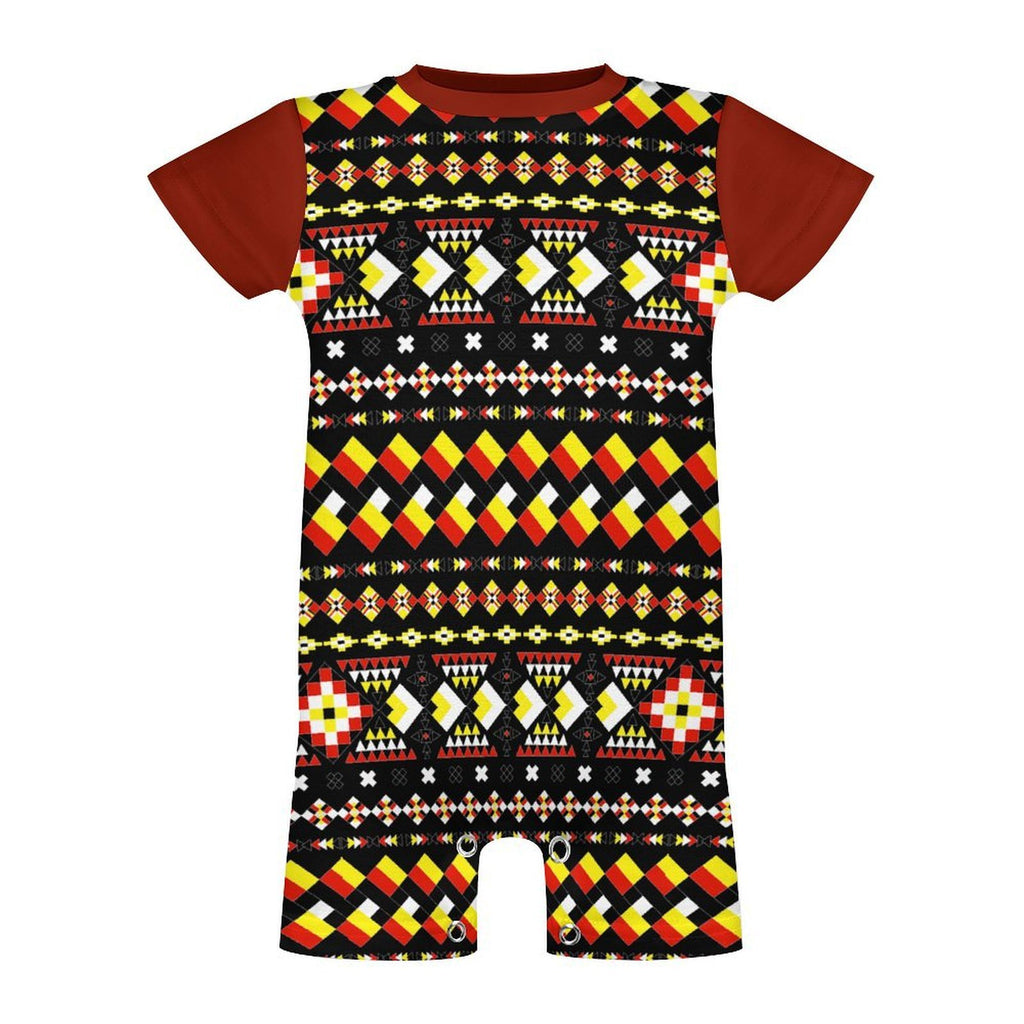 Red & Black Short Sleeve Baby Romper