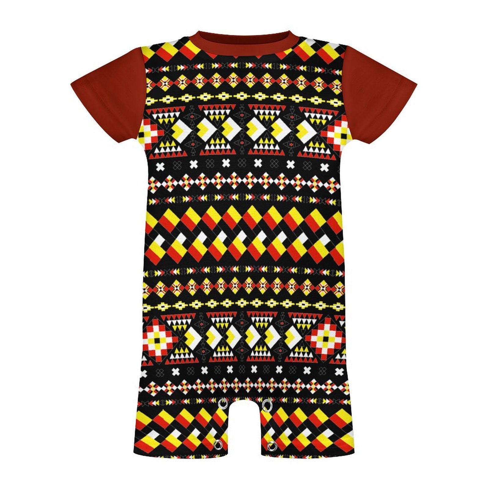 Red & Black Short Sleeve Baby Romper