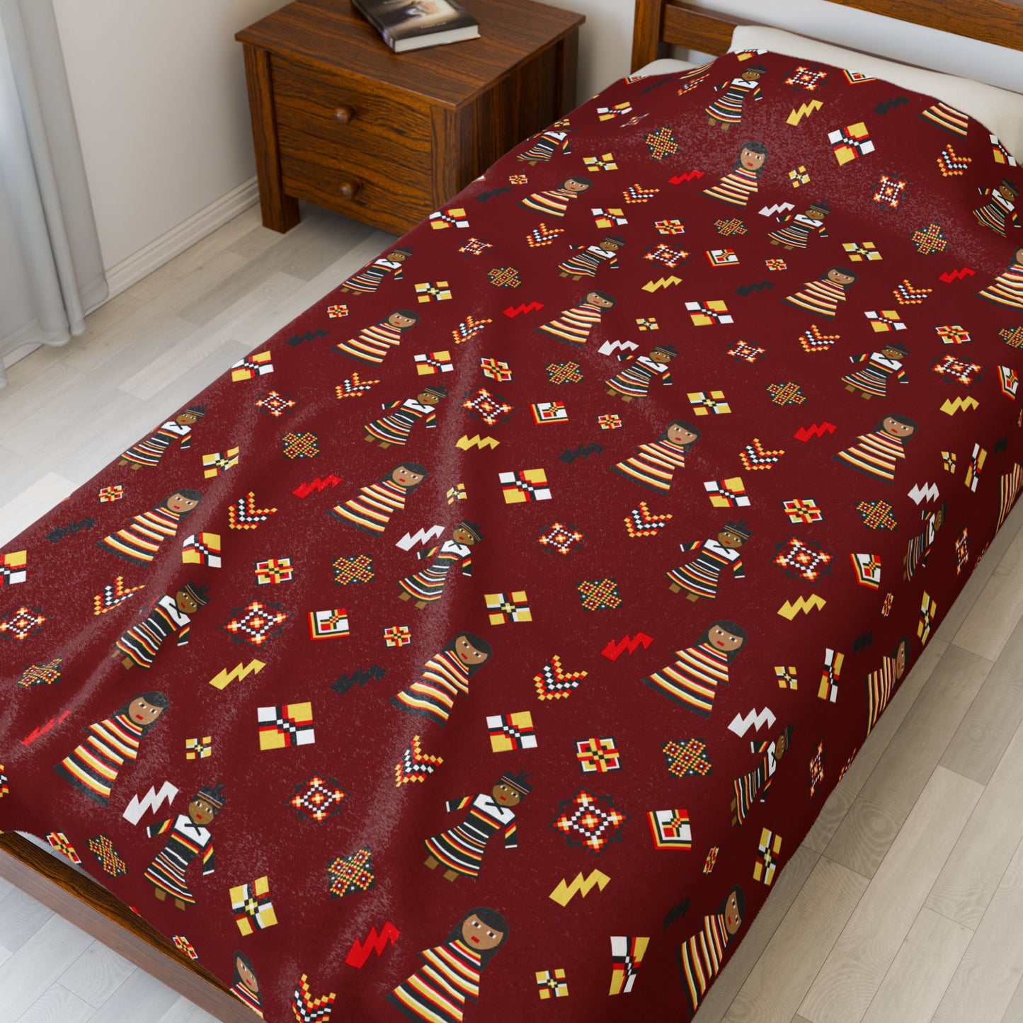 Seminole Dolls Velveteen Plush Blanket Maroon