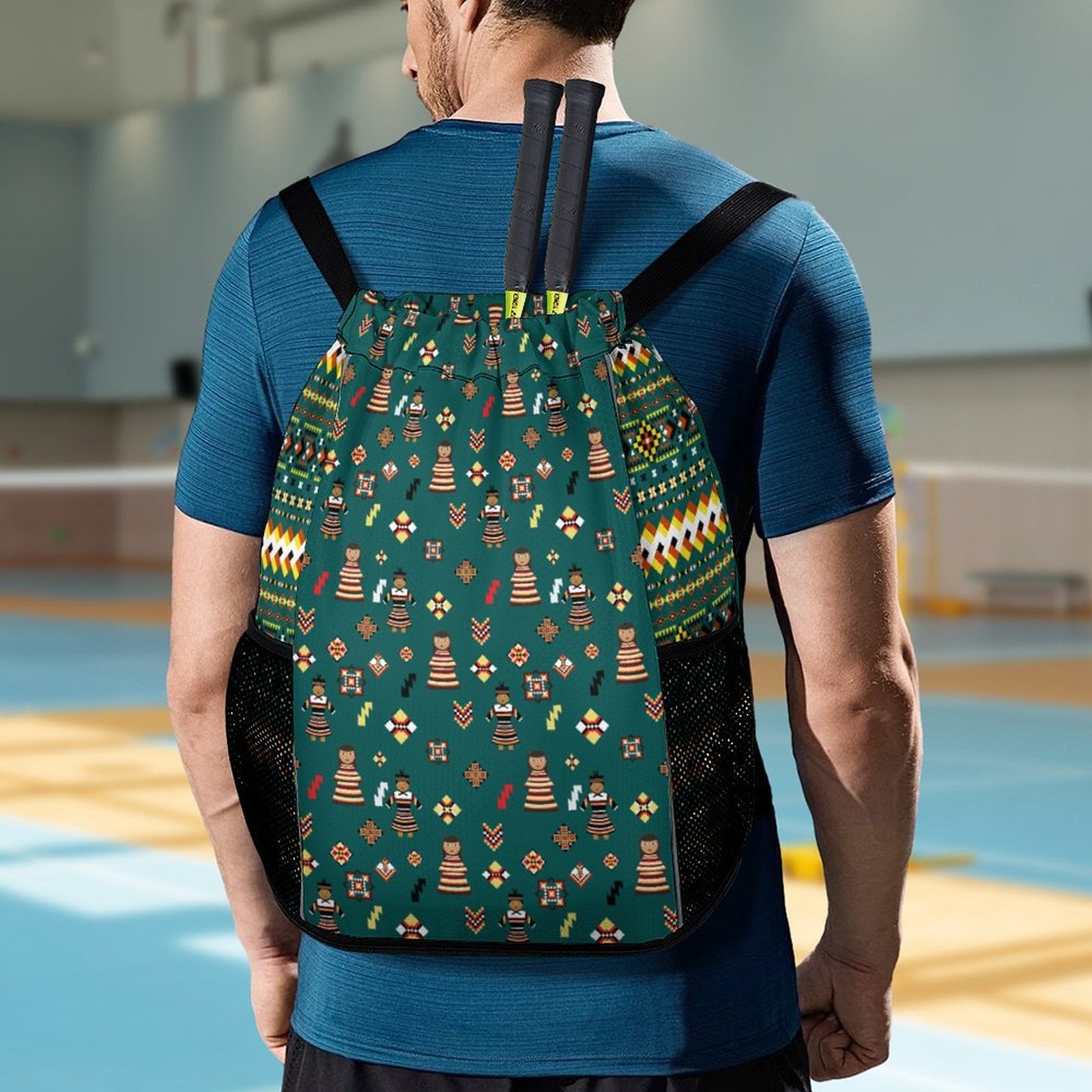 Dark Teal Sports Drawstring Bag