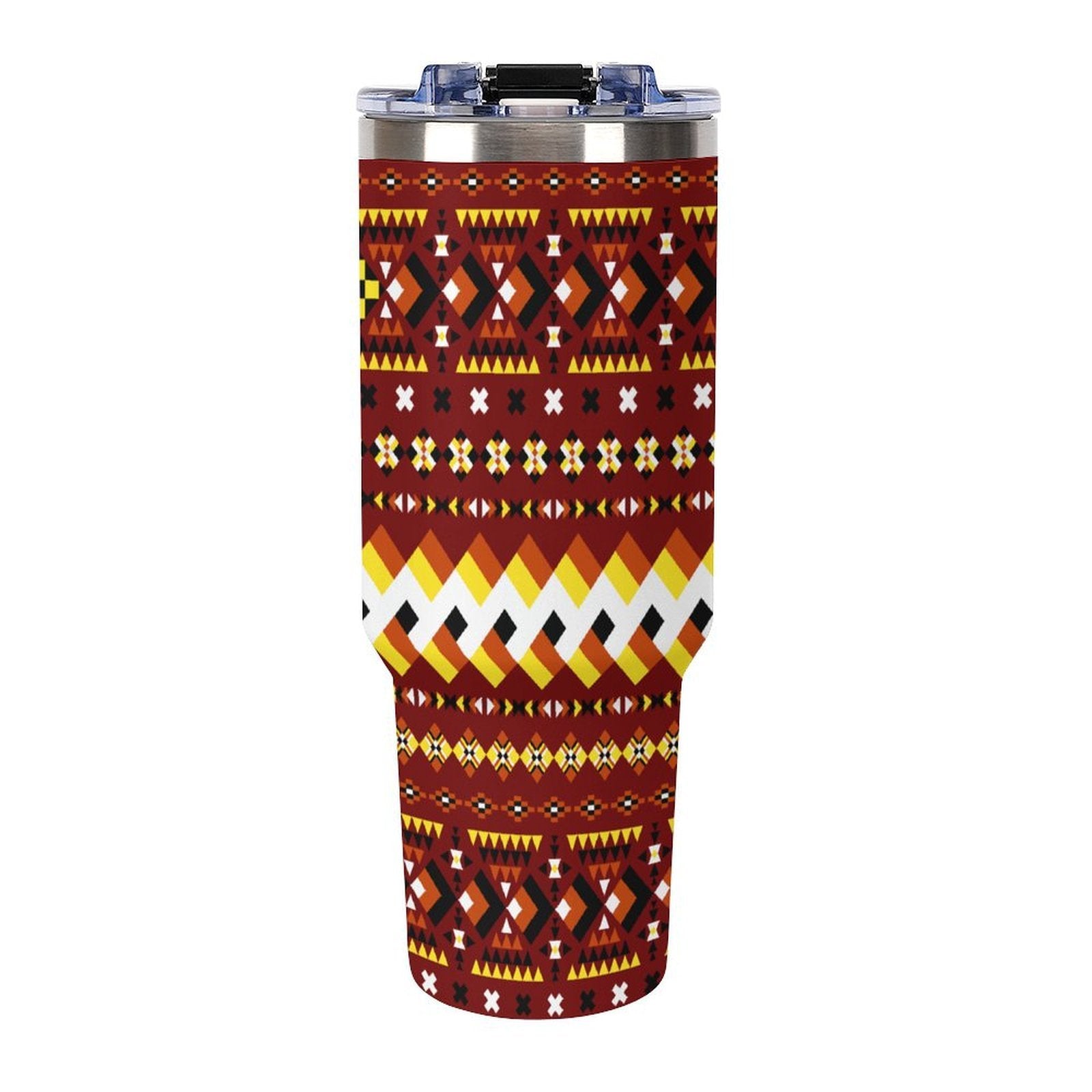 Maroon 40oz Tumbler with Multi-Color Handle