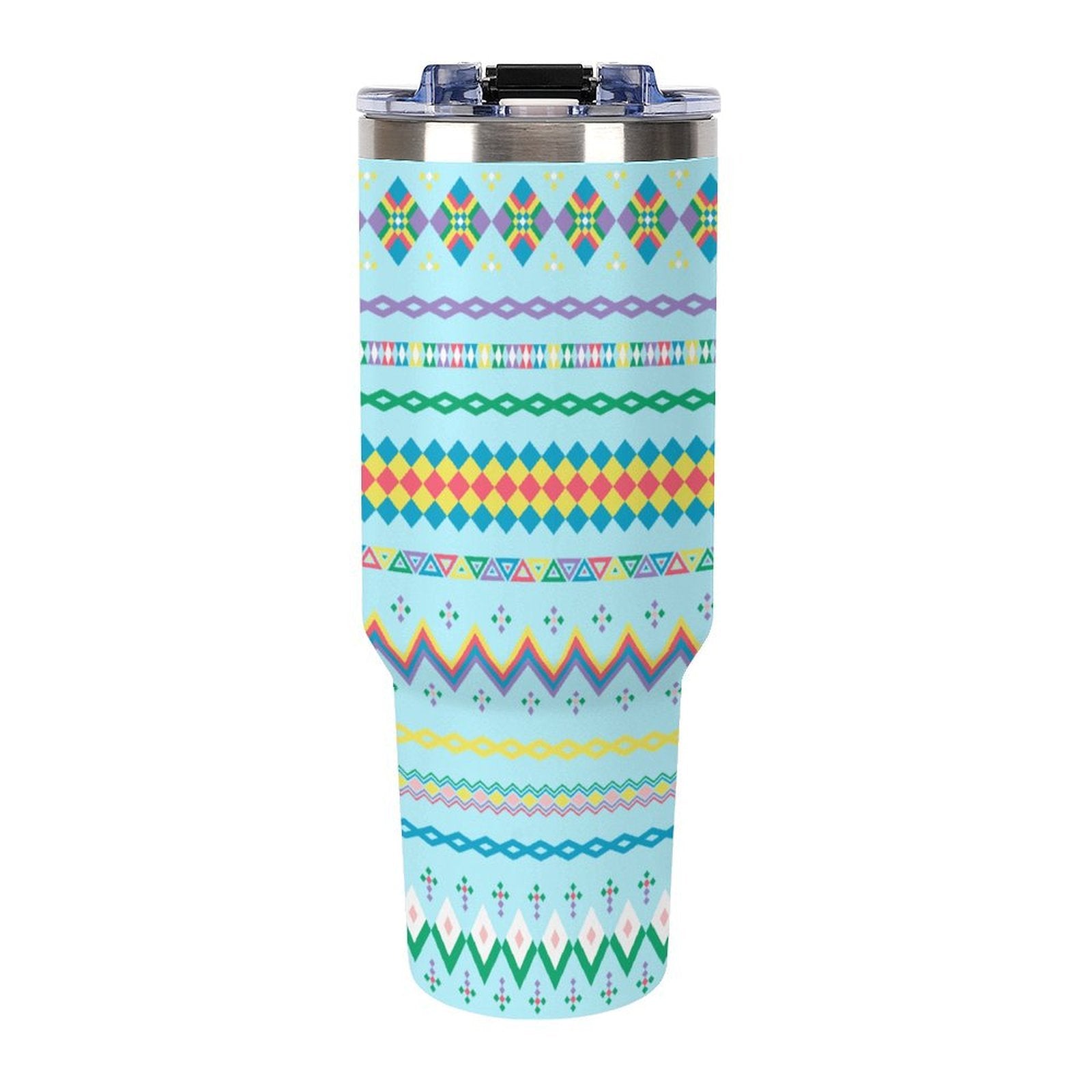 Light Blue 40oz Tumbler with Multi-Color Handle