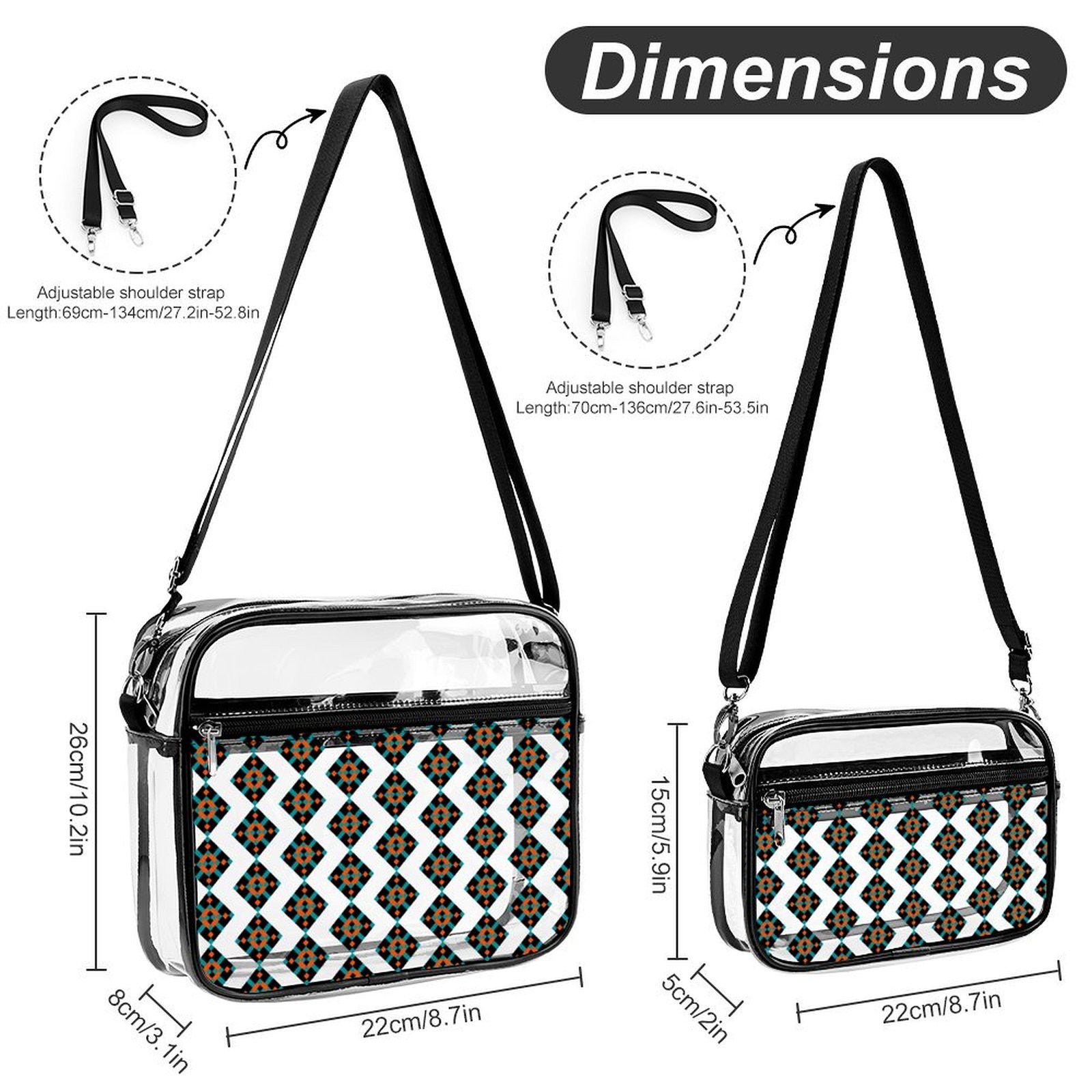 2-Piece Clear Satchel Bag Set MD2
