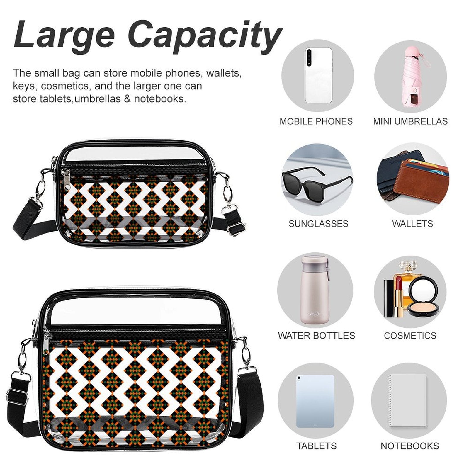 2-Piece Clear Satchel Bag Set UM1