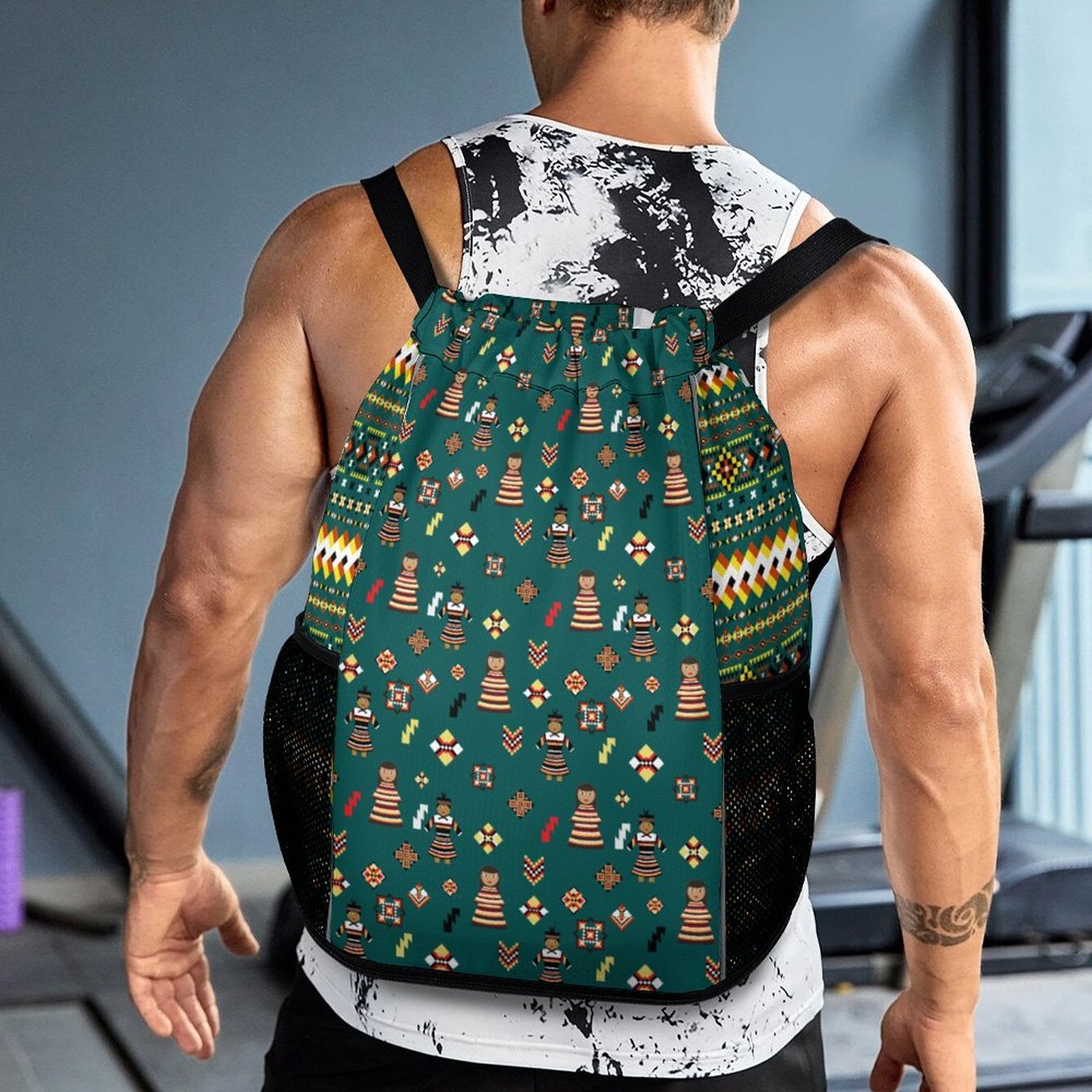 Dark Teal Sports Drawstring Bag